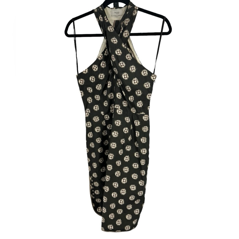 Hoss Intropia front cross straps midi sundress with print 36